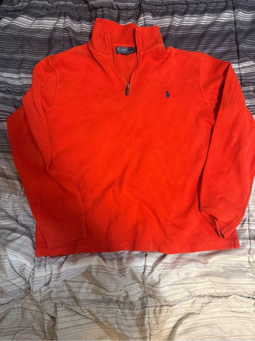 Polo by Ralph Lauren Bright Orange Quarter-Zip Pullover with Navy Pony
